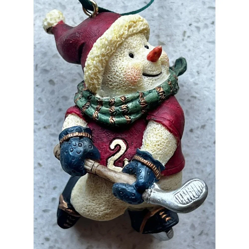 Set Of 4 TJs Christmas Snowman Ornaments With Sports Theme